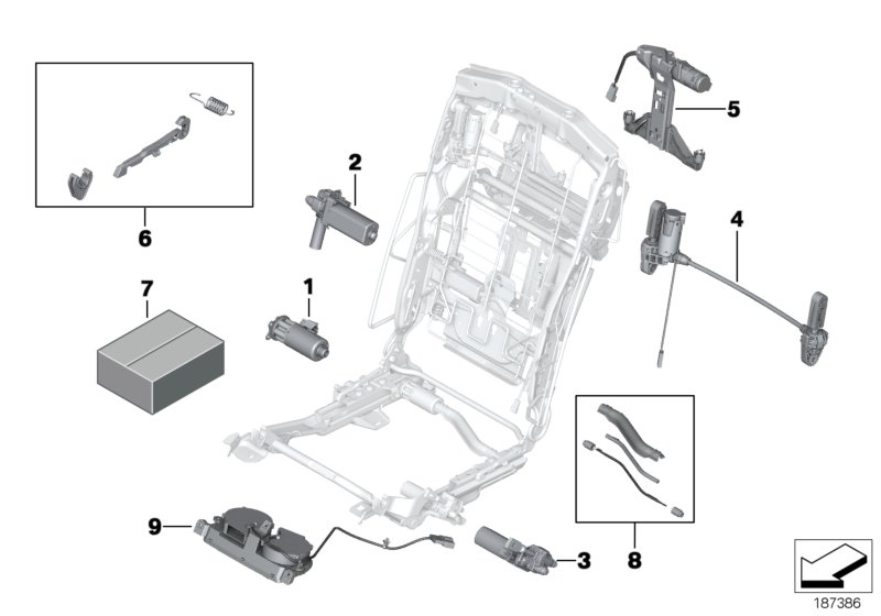 Привод части задн.сид.пов.комфортности для BMW F04 Hybrid 7L N63 (схема запчастей)