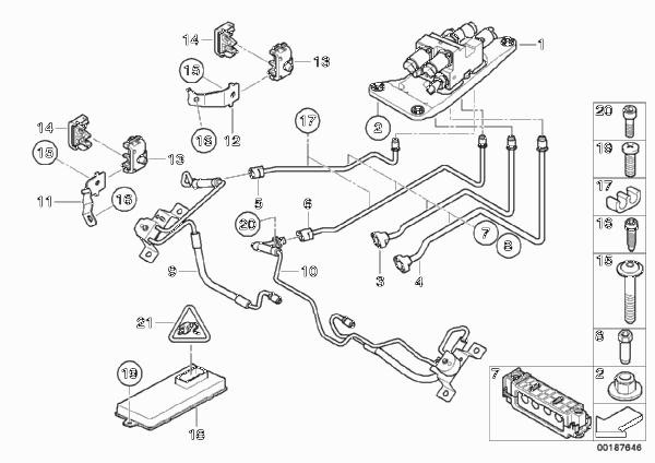 Клапанный блок и доп.дет./Dynamic Drive для BMW E71 X6 M50dX N57X (схема запчастей)