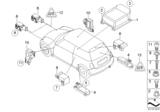 Электрические детали НПБ для BMW R50 One D W17 (схема запасных частей)