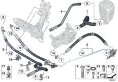 Маслопроводы гидроусилителя рул.управл. для BMW F01 740d N57S (схема запасных частей)