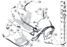 Трубопр.гидроус.рул.упр./Dynamic Drive для BMW F02 730Ld N57 (схема запасных частей)
