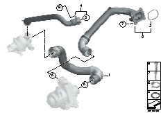 Водяной шланг системы охлаждения для BMW F02 740Li N54 (схема запасных частей)