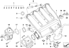 Система впуска AGR с упр.заслонками для BMW E90 320d M47N2 (схема запасных частей)