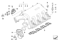 Система впуска для BMW E65 745d M67N (схема запасных частей)