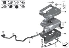 Бачок SCR пассив. для BMW E71 X6 30dX N57 (схема запасных частей)