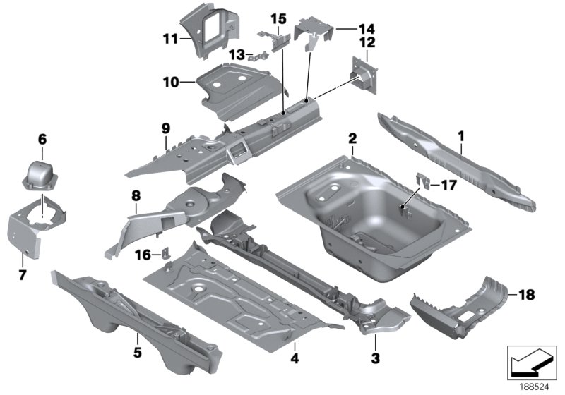 Дополнит.элементы пола багажника для BMW E89 Z4 30i N52N (схема запчастей)