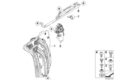 Механизм перемещения стекла двери Зд для BMW R57 Coop.S JCW N14 (схема запасных частей)