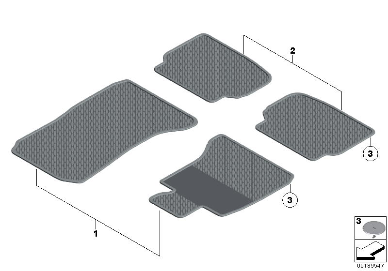 Резиновый коврик для BMW F03 760LiS N74 (схема запчастей)