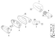 Фонари указателей поворота для BMW K25H HP2 Enduro (0369,0389) 0 (схема запасных частей)