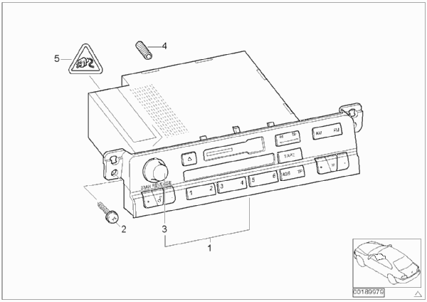 Радиоприемник BMW Reverse для BMW E46 323Ci M52 (схема запчастей)
