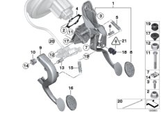 Педальный механизм с возвратн.пружиной для BMW R55N Cooper N16 (схема запасных частей)