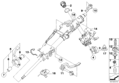 Доп.элементы рул.колонки/цилиндр замка для BMW E85 Z4 M3.2 S54 (схема запасных частей)