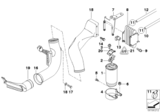Топливный фильтр/ система охлажд.топлива для BMW E39 525d M57 (схема запасных частей)