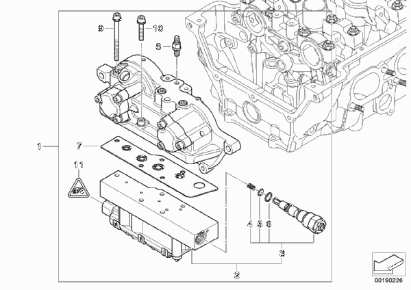 Головка блока цилиндров-Vanos для BMW E46 M3 S54 (схема запчастей)