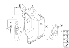 Обшивка багажного отделения Бок для BMW R57N Cooper N16 (схема запасных частей)