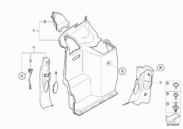 Обшивка багажного отделения Бок для MINI R57 Cooper N12 (схема запчастей)