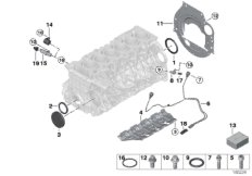 Блок цилиндров/дополнительные элементы для BMW E90N 325xi N52N (схема запасных частей)