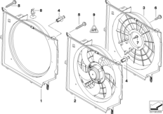 кожух вентилятора для BMW E46 320i M52 (схема запасных частей)