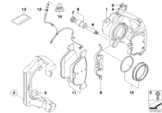Датчик износа торм.накладки пер.колеса для BMW E71 X6 35iX N54 (схема запасных частей)