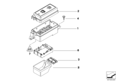 Детали блока предохранителей в мот.отсек для BMW R50 One 1.4i W10 (схема запасных частей)