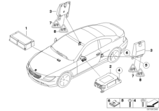 Электрические детали НПБ для BMW E63 645Ci N62 (схема запасных частей)