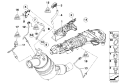 Датчики саж. фильтра/дополн.элементы для BMW E91N 318d N47 (схема запасных частей)