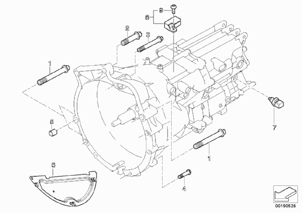 Крепление/дополнит.элементы КПП для BMW E90N 318i N43 (схема запчастей)