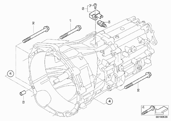 Крепление/дополнит.элементы КПП для BMW E91 320d N47 (схема запчастей)