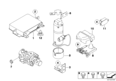 ЭБУ/ датчики системы DSC для BMW E38 740i M62 (схема запасных частей)