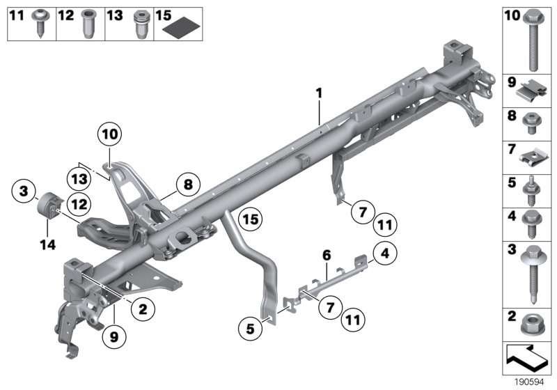 опора панели приборов для BMW E84 X1 28iX N20 (схема запчастей)