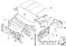 звукоизоляция для BMW E85 Z4 3.0i M54 (схема запасных частей)