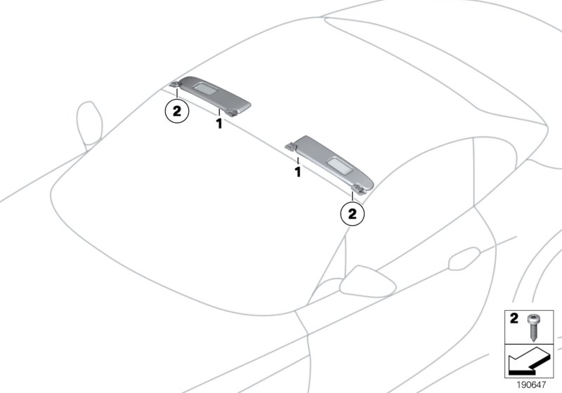 Солнцезащитные козырьки для BMW E89 Z4 30i N52N (схема запчастей)