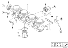 Корпус дроссельной заслонки для BMW K44 K 1200 GT (0587,0597) 0 (схема запасных частей)
