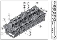 головка блока цилиндров для BMW RR2 Drophead N73 (схема запасных частей)
