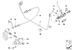 Привод управления сцеплением для BMW E60 520i M54 (схема запасных частей)
