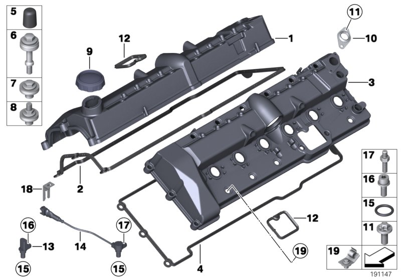 Крышка головки блока цилиндров для BMW RR1N Phantom N73 (схема запчастей)