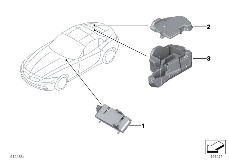 Кронштейн ЭБУ и модулей кузова для BMW E89 Z4 18i N20 (схема запчастей)
