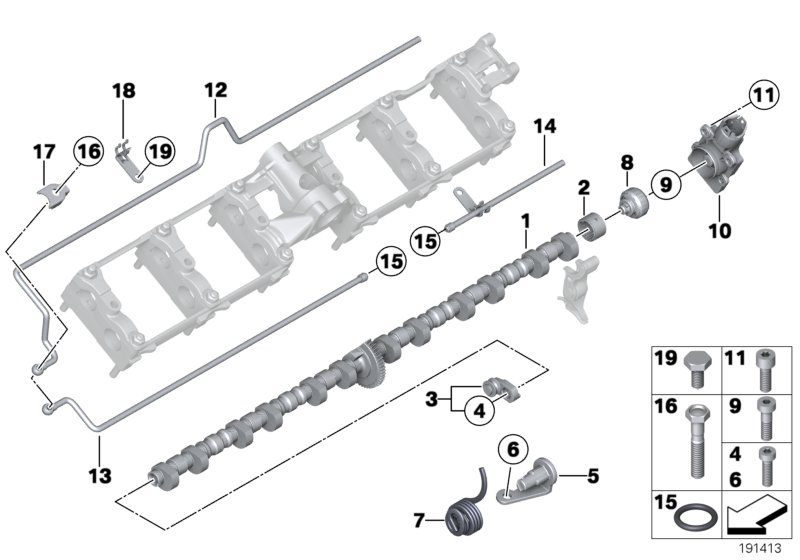 Эксцентриковый вал механизма упр.клап. для BMW RR3N Coupé N73 (схема запчастей)