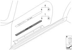 К-т доосн.дек.накладкой на порог с подс. для BMW R55N Coop.S JCW N14 (схема запасных частей)