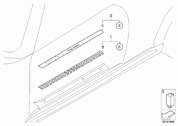 К-т доосн.дек.накладкой на порог с подс. для BMW R55 Cooper N12 (схема запчастей)