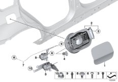 Заслонка заливного отверстия для BMW E70N X5 35iX N55 (схема запасных частей)