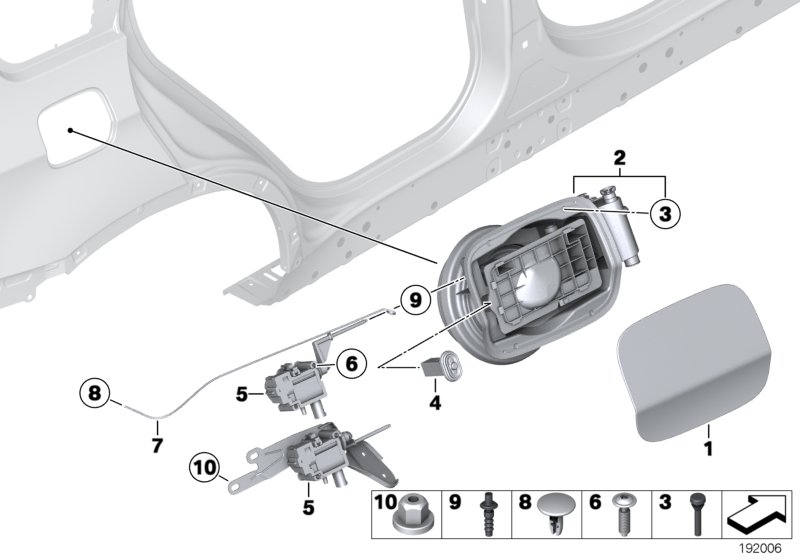 Заслонка заливного отверстия для BMW E70N X5 35iX N55 (схема запчастей)