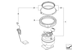 Топл.фильтр/насос/датчик уровня наполн. для BMW E93 328i N51 (схема запасных частей)