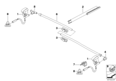 Детали стеклоомывателя для BMW E83 X3 3.0d M57N2 (схема запасных частей)