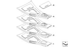 Отделения для мелк.вещ.в центр.консоли для BMW E90 M3 S65 (схема запасных частей)