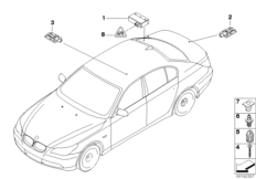 ЭБУ/антенны системы Passiv Access для BMW E61 530d M57N2 (схема запасных частей)