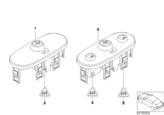 Переключатель регулировки зеркал для BMW R50 Cooper W10 (схема запасных частей)