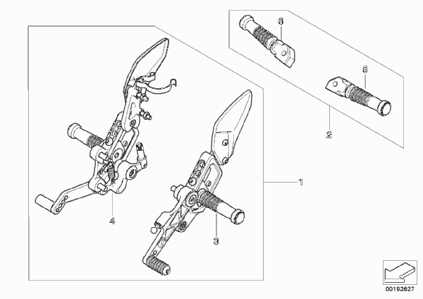 Система упоров для ног HP для BMW K40 K 1300 S (0508,0509) 0 (схема запчастей)