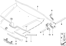 Уплотнение капота для BMW E91N 335xi N54 (схема запасных частей)
