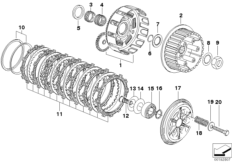 Детали сцепления для BMW K15 G 650 Xcountry 08 (0141,0151) 0 (схема запасных частей)